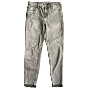 ZARA Jeans Z1975 Skinny Distressed Raw Hem Light Gray Size 4 (fit like a 0 or 2)